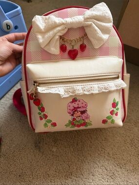 Loungefly Pink White Strawberry Patch Mini Backpack